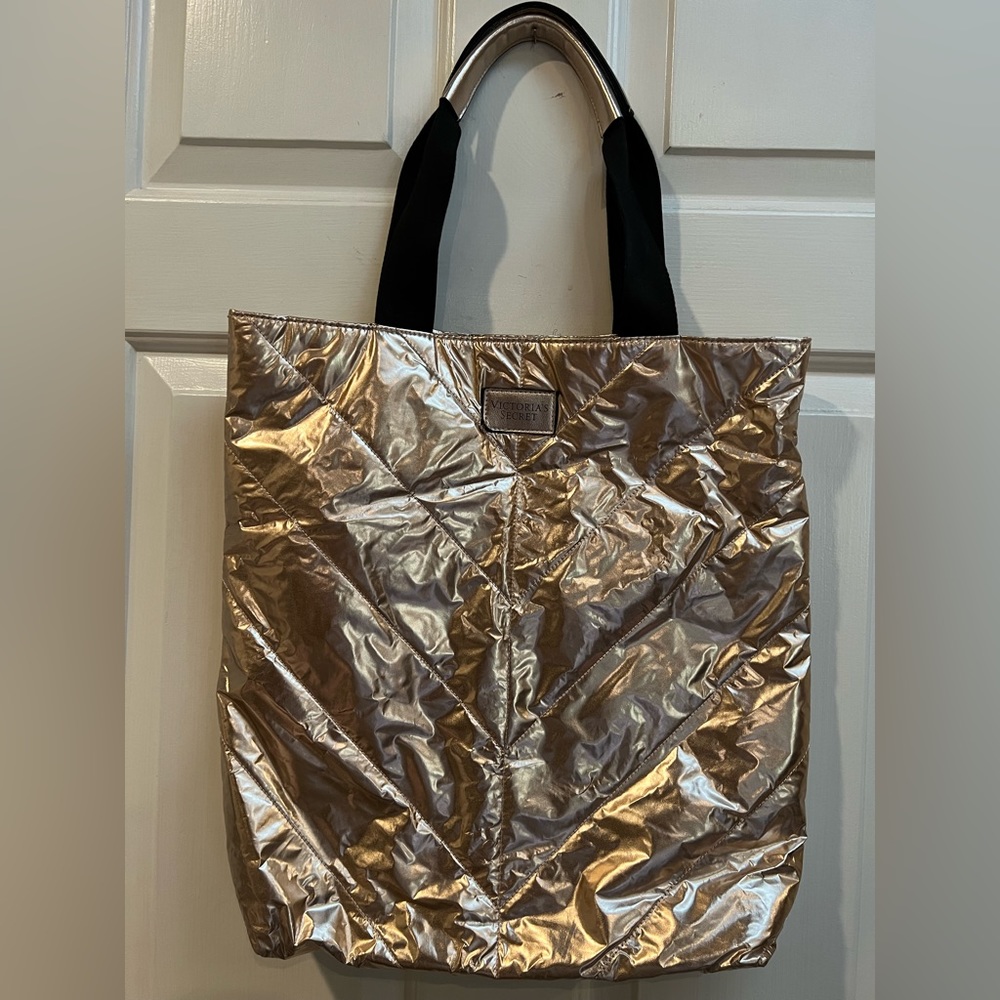VICTORIA’S SECTRET Rose Gold Quilted Puffer Limited Edition Tote Bag.